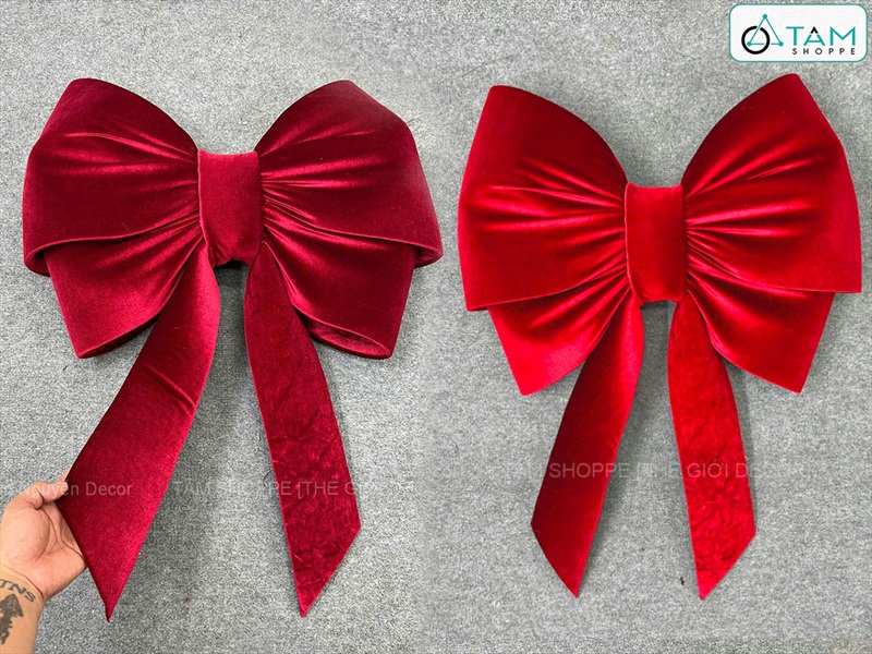 Nơ đỏ vải nhung xịn 4 cánh tiểu thơ cỡ lớn [Đứng form - Nhiều cỡ] PK-NO-11